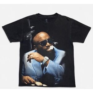 Rick Ross huge graphic faded black T-shirt